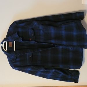 Orvis Large thick blue flannel with pockets